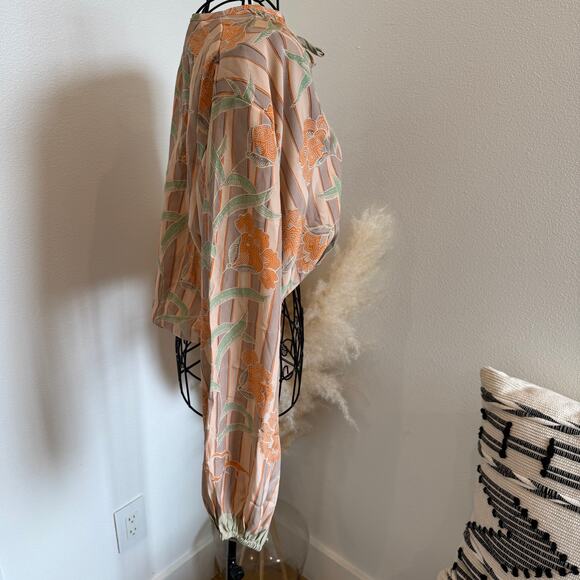 Natalie Martin Amelia Floral Silk Boho Long Sleeve Cropped Top Med- Boho/Cottage - Picture 7 of 13